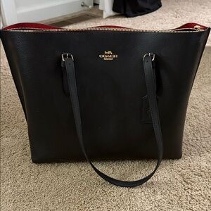 Coach Black Tote with Red Interior